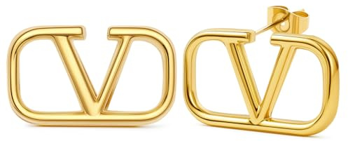 V Ohrringe Goldene Ohrringe Damen, Sterling Silber Ohrringe Hypoallergene Vergoldete Ohrringe, Buchstabe V Geometrische Tropfen Ohrringe Gold Hängend Dupes Schmuck Geschenke für Frauen Valentinstag