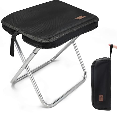 Hpecen Sgabello pieghevole pieghevole da campeggio portatile in alluminio, sgabello da campeggio per esterni, mini sgabello da campeggio per campeggio, viaggi, escursioni, spiaggia