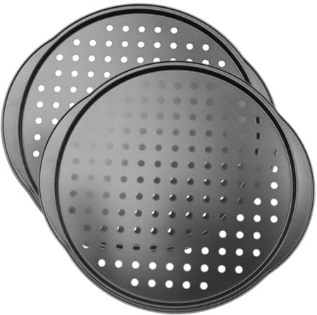 Healifty 2 pièces Plaque Perforée Antiadhésive avec Poignées de Plateau de Cuisson pour Pizza pour Pâtisserie et Cuisson Équilibrée