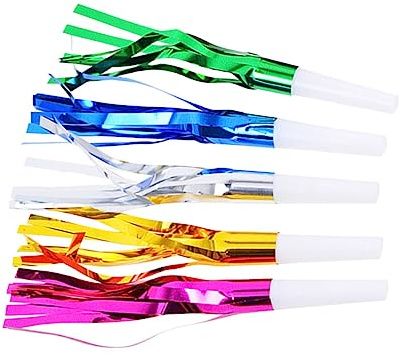 Beaupretty 30 Pcs Metallic Fringe Party Blowouts Noisemaker Whistles for Birthday Celebration Safe Foil Tassels Fluttering Loud Noise Favor Random Color Random Color