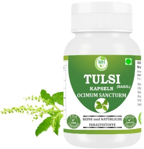 Morsan Healthcare Tulsi Kapseln (Heiliges Basilikum – Ocimum sanctum) | Ayurvedisches pflanzliches Nahrungsergänzungsmittel | 60 Vegane Kapseln (Packung mit 1), Vegan & Glutenfrei