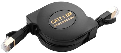 SinLoon Cable de Ethernet retráctil Cat7, RJ45, CAT7, plano, cable de red de alta velocidad, para LAN, Internet, juegos, 1,5 m
