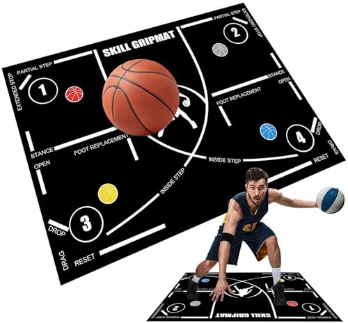 Basketball Fußballmatte – Rutschfeste Trainingsmatte Sport, Step Übungsmatte Großformat | Bodentrainings Pad Für Basketball Schritttraining Kinder Erwachsene Indoor Outdoor Fitness Schule Verein