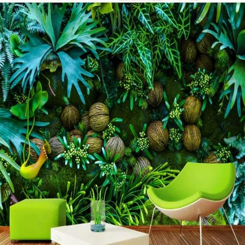 XLMING Fresh and Beautiful Tropical Forest Pitcher Plants and Fruits 3D Wallpaper Premium Textured Silk Study Dining Living Room Bedroom Sofa TV Wall Easy Install-400cm×280cm