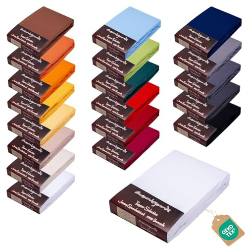 AVANTGARDE Premium Topper - Spannbettlaken - 180x200-200x220 cm - extra niedriger Steg - für Boxspringbett - Topperauflage - Spannbetttuch Jersey Baumwolle, Oeko-TEX (01 Weiss)