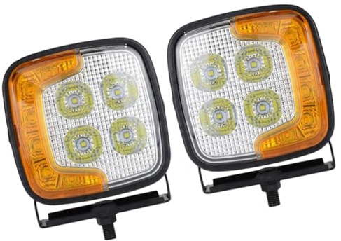 Riloer Projecteur de travail carré pour chariot élévateur, lampe combinée LED 12V-24V CC avec clignotant, compatible avec engins de chantier, chariots élévateurs et excavatrices