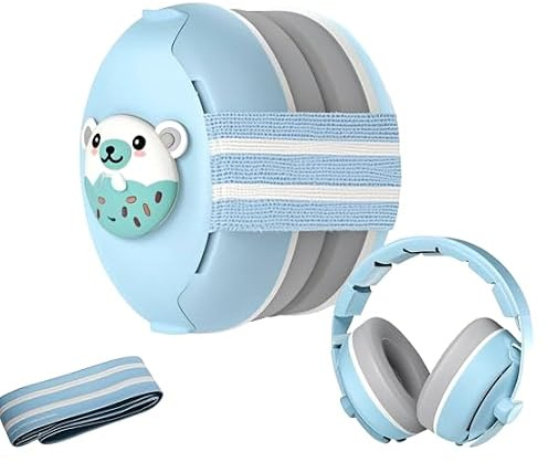 Robofun Casque Anti Bruit Bébé, 2 en 1 Casque Anti Bruit Pour Bébés et Tout-Petits Jusqu'à 48 Mois, Protection Auditive, Réglable, Amélioration du Sommeil, Avion, pour la Vie&les Fêtes