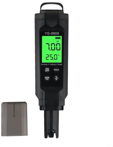 Testeur numérique de qualité de l'eau, 5 en 1, testeur de qualité de l'eau, pH-mètre, EC/sel/testeur de température pour hydroponie, piscines et aquariums