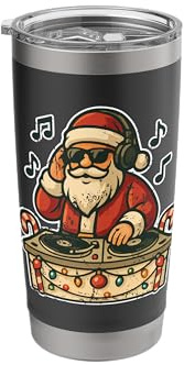 DJ Santa Mixing Holiday Beats Stainless Steel Insulated Tumbler