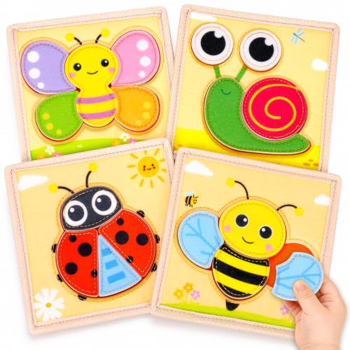 Toys for 1 2 3 Year Old Boy Girl Montessori Toy for Kid age 1-3 Baby Puzzle | Gifts for 1-2-3 Year Old Girl Boy 1st Birthday Presents for 12-18 Month Toddler Educational Sensory Felt Animal Jigsaw Puzzle