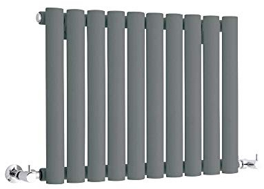 MILANO Anthracite Horizontal Single Oval Panel Radiator 400 x 595mm