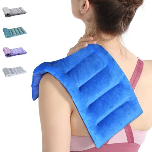 SuzziPad Microwavable Heating Pads for Neck and Shoulder Back Discomfort Reduction, 7x16 inches Heated Pad Microwave, Moist Hot Pack for Soothing Fatigue, Unscented Heat Packs, Sore Muscle, Navy Blue