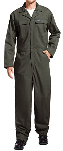 HISEA Men's Long Sleeve Coverall, Stain & Wrinkle Resistant Mens Work Coverall with Multi Pockets