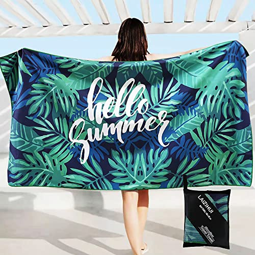 LAIZIHUI-Toalla de Playa de Microfibra, Ultraligera y de Secado rápido ， Adecuada para Mujeres Adultas y niños Vacaciones en la Playa ，Toalla Viaje y Toalla Piscina,160x80cm