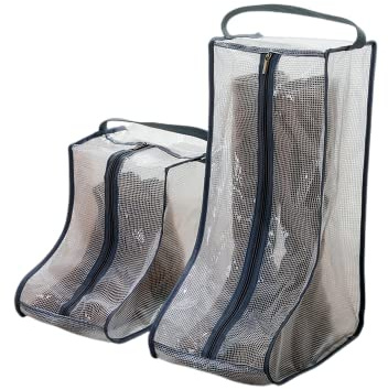 Set di 2 contenitori per stivali, per stivali corti e stivali alti, sacchetti per la polvere per scarpe, custodie per scarpe da viaggio, copertura trasparente per stivali, organizer per scarpe da