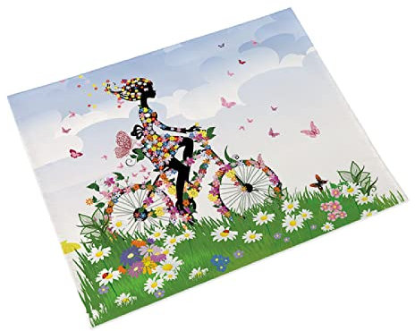 Manteles Individuales Chica Margarita Verde Salvamanteles Individuales Algodón Lino Lavable Individuales Mesa Resistente al Calor Bajoplatos Tapetes para Mesa Bajoplatos 30x45cm 2 Pcs