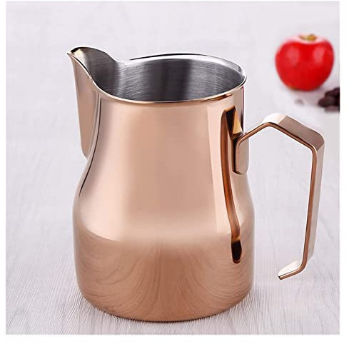 Coffee Pot Creamer Frothing Pitcher Milk Frothing Jug Espresso Coffee Pitcher Barista Craft Coffee Latte Stainless Steel Espresso Milk Jug Espresso Steaming Pitcher (Color : Rose Gold, Size : 750ml