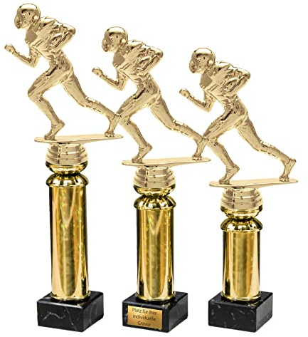 eberin · American Footballpokal · Super Bowl · Fantasy Football · Footballspieler auf Goldsäule · Wanderpokal · Trophäe · Pokal · Ehrenpreis · Pokal in 3 Größen erhältlich · mit oder ohne Gravur ·