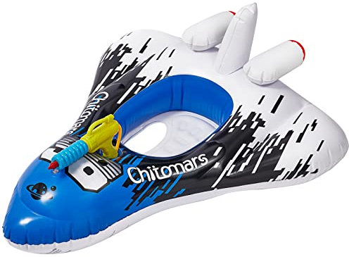 Chitomars Schwimmring Kinder mit Wasserpistole, Aufblasbarer Flugzeug Schwimmreifen Kinder Schlauchboot Schwimmring Kleinkind Schwimmhilfe Schwimmsitz für Kinder von 3-10 Jahre (Flugzeug)