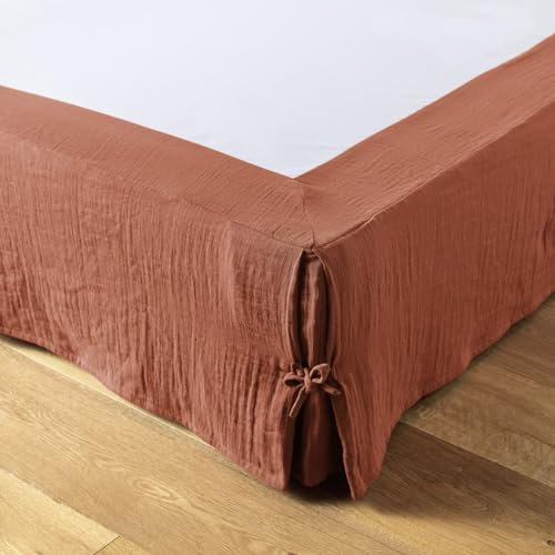 AltoBuy OUREA - Cache-Sommier à Nouettes 140x190cm Gaze de Coton Terracotta
