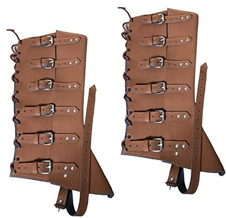 Oshhni Mittelalterliche mit Schnürung, Gamaschen, Wiederverwendbare, verstellbare Beinschützer, PU-Abdeckung für Halloween-Ritter-Kostüm, Brown