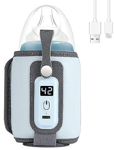 mizikuu Chauffe Biberon, chauffe aliments pour bébé portable température réglable sac chauffe lait maternel chauffe thermostat avec Minuterie Numérique Affichage LCD Contrôle pour tous les biberons