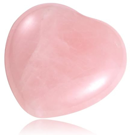 Duoleimi Pierre en quartz rose en forme de cœur - 45 mm - Cœur en quartz rose avec boîte cadeau - Décoration artisanale - Bijoux en quartz rose Gua Sha - Pour la guérison des chakras