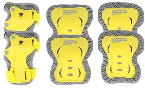 Rigwig Kids/Youth & Adults Protective Gear Set, Knee Pads, Elbow Pads, Wrist Guards for Roller Skating, Cycling, Skateboarding, Scooter Riding, BMX Biking and Outdoor Activities (Yellow, M)