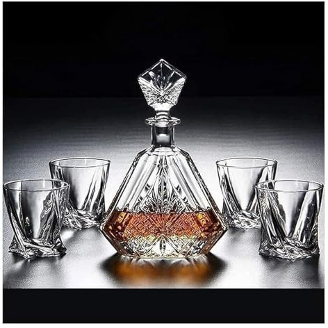 Decanter per vino rosso, decanter per whisky, Decanter Decanter Decanter for vino Set di bicchieri decanter da 5 pezzi Decanter in vetro 100% cristallo 650 ml