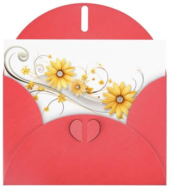 Rote, hochwertige Perlpapier-Grußkarte, 10,2 x 15,2 cm, geeignet für Geburtstagskarten, Party-Einladungen, Luftschlangen, Chrysanthemen-Muster