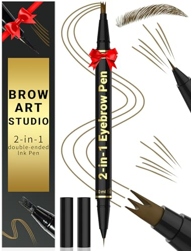 Microblading Augenbrauenstift - Eyebrow Pencil 2-in-1 Dual-Ended Augenbrauenstift mit 3-Zinken-Micro-Gabelspitzen & präziser Pinselspitze erzeugt natürliche Augenbrauen, Hellbraun