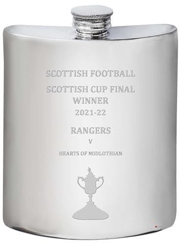 I LUV LTD 6oz Flasque pour Glasgow RANGERS 2021-22 Scottish Cup Gagnant Final Souvenirs de Football Cadeaux Personnalisés en Étain pour Hommes