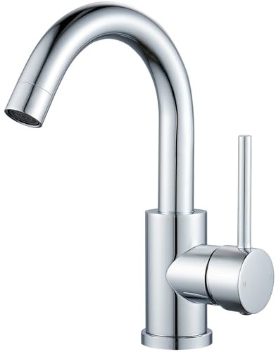 Rainysprit Wasserhahn Bad 360° Drehbar, Edelstahl Waschtischarmatur Armaturen Waschbecken Hoch, Einhebelmischer Waschbecken für Badezimmer/Küche, Auslaufhöhe 150 mm, Chrom