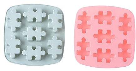 TOPBATHY 2pcs Silicone Ice Cube Tray Molds Puzzle Design Baking Tool for Fondant Cookie Candy Jelly Oven Microwave Dishwasher Safe Random Color