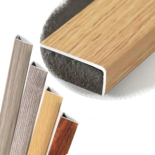 QTWLG 120cm L Profilé Nez De Marche 90cm Bordure D'escalier De Grain De Bois Protecteur De Bord D'escalier en Métal pour Escalier en Bois/Vinyle/Carrelage(Light Wood,900 * 30 * 20mm)