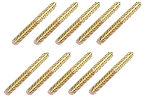 Skweawert 10pcs M6 Hanger Bolts Length 30mm(1.18) Double Headed Bolts Self-Tapping Screw Double Screw Threaded Rods Bolt Wood Dowel Screw for Wood Joint Furniture Legs
