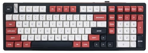 GK GAMAKAY TK101 98% Mechanische Gaming Tastatur mit Nummernpad 101 Keys | Hot-Swap-fähig Bluetooth/2.4GHz/Wired MDA Profil PBT Tastenkappen RGB Gasket Gaming Tastatur (Schwarz&Rot, Pluto Switch)
