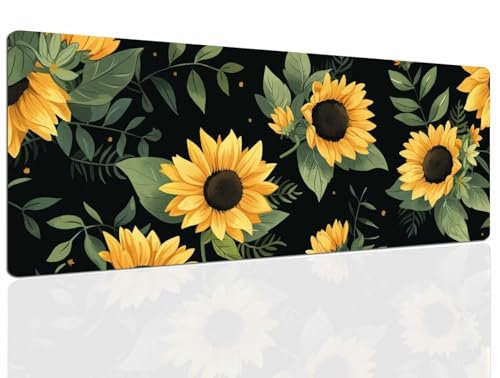 Tapis de Souris Sunflower, Tapis Souris XXL, 1600x800x4mm Tapis de Bureau Gaming AntidéRapant, Tapis Bureau étanche, sous-Main pour Clavier et Souris, Mouse Pad Mat, pour Gamer, Ordinateur, Pc 1173