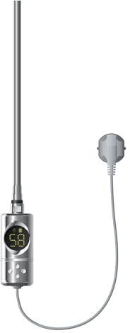 LuxeBath Elemento Calefactor Eléctrico 300W de Acero Inoxiable Cromo para Radiadores, con Termostato y Pantalla Digital, Regulador Electrónico y Modo Temporizador, Calentador de Inmersión con Enchufe