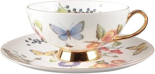 Set di Tazze da tè e caffè in Ceramica Bone China, Set di Tazze da tè e piattini da Cucina in Porcellana da 200 ml