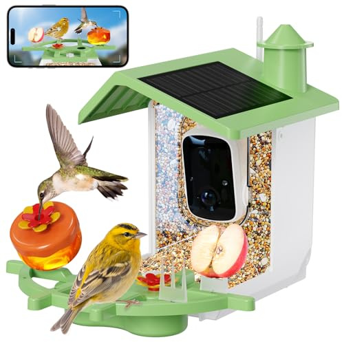 Rkdely Vogelfutterhaus mit Kamera, Vogelhaus Kamera Vogelfutterstation Kamera Futterstationen für Wildvögel 3MP HD Vogelvideos Vogelfutterspender Vogelhäuschen Kamera mit KI Erkennung Vogelkamera