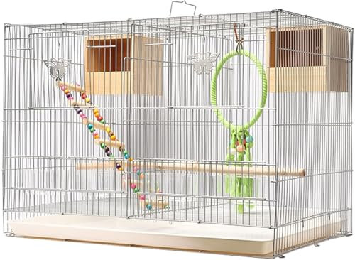 Papageienkäfig, Flugkäfig, 24 Zoll Edelstahl-Vogelflugkäfig mit Dachleiter für Nymphensittiche, Sittiche und Vögel