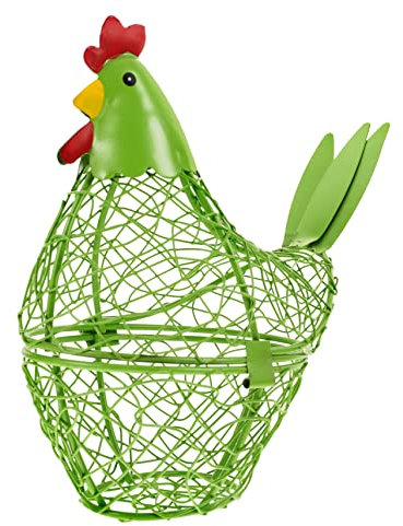 KOCKSHION Cesta De Huevos Decorativa De Hierro Forma De Gallina Organizador De Almacenamiento para Cocina Capacidad Amplia para Huevos y Alimentos Accesorio Práctico y Elegante para