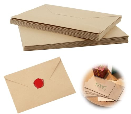 25 sobres de papel kraft sin ventana, sobres con adhesivo húmedo 175 x 125 mm, sobres de papel para invitaciones, tarjetas de felicitación, bodas, tarjetas de cumpleaños, Navidad, proyectos DIY