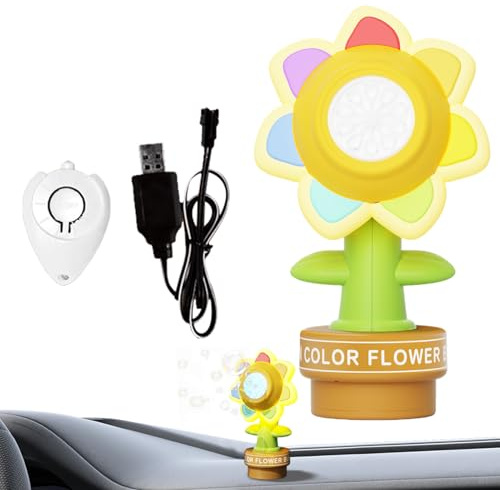 Seifenblasenspender in Blumenform, oszillierend, Dekoration für Auto, wiederaufladbar, USB, Fernbedienung, für , Outdoor, Halloween, Ostern, Camping, Park, Garten