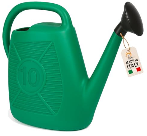 Akitaink Annaffiatoio 10 Litri Verde | Plastica Riciclata Resistente | Annaffiatoio da Giardino con Manico Ampio per Piante e Fiori