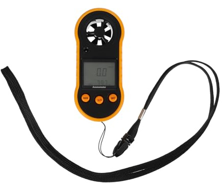 BESTonZON 1 PC Handheld Digital Anemometer for Accurate Measurement Air Velocity Temperature with Vane Sensor Units Auto Manual Mode for Hvac Outdoor Use
