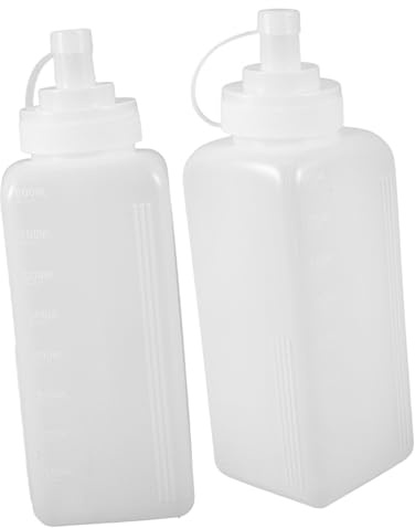 BELLIFFY 2 Piezas Botellas Plásticas Exprimibles con Tapa Unidades Dispensador para Ketchup y Salsas Diseño y Hermético para Cocina Barbacoa y Camping