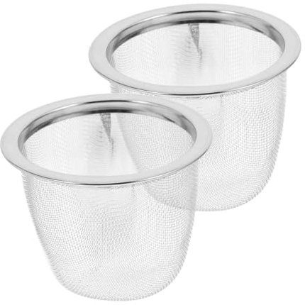 Cesta Infusora de Té de Acero Inoxidable 2piezas Plata | Malla Fina, Separa Hojas Sueltas, Uso en Oficina y Hogar, Limpieza Sencilla, Repuesto para Tetera Metálica