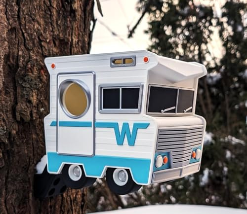 Wohnmobil-Vogelhaus, 18 x 11,9 x 14 cm, Retro-Camper-Gartendekoration, Outdoor-Vogelhaus für kleine Vögel, wetterbeständiges PETG-Design